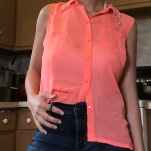 Salmon colored shear blouse
